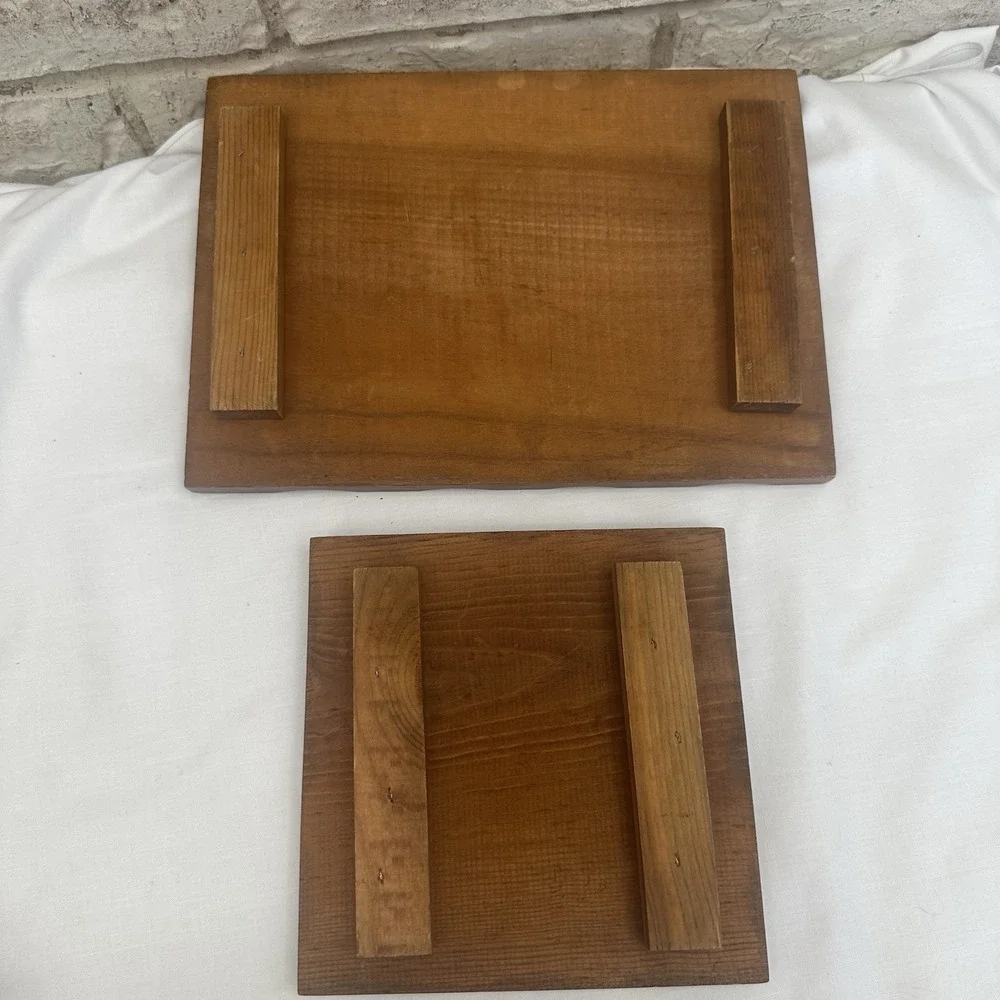 Vintage‎ set Of 2 Wood & Cork Trivets Hot Pads Rectangular & Square Cottagecore